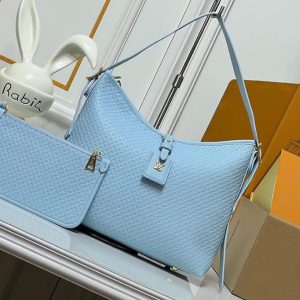 ルイ・ヴィトン モノグラム マヒナ セレネ ホーボー ショルダーバッグ ライトブルー M24141