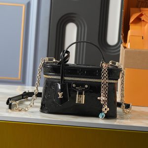 ルイ・ヴィトン モノグラム ヴェルニ ヴァニティ 2WAY ハンドバッグ ブラック M28334