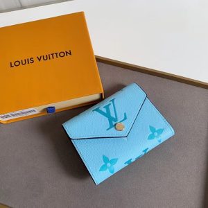 ルイ・ヴィトン モノグラム・アンプラント ポルトフォイユ・ヴィクトリーヌ 財布 ブルー M80086
