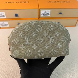 ルイ・ヴィトン モノグラム・デニム ポシェット・コスメティック PM 化妆ポーチ カーキ M47515