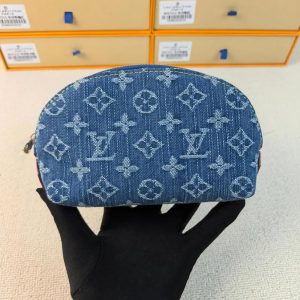 ルイ・ヴィトン モノグラム・デニム ポシェット・コスメティック PM 化妆ポーチ ブルー M47515