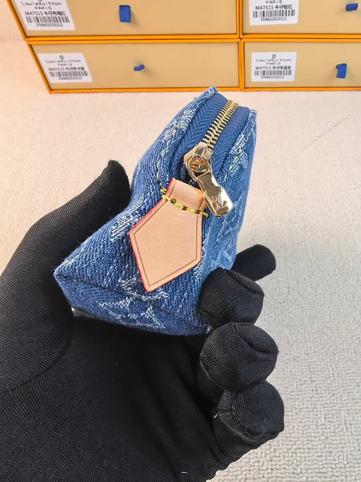 ルイ・ヴィトン モノグラム・デニム ポシェット・コスメティック PM 化妆ポーチ ブルー M47515 - 画像 (4)