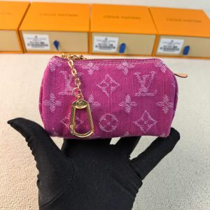 ルイ・ヴィトン モノグラム・デニム マイクロ・パピヨン ポーチ ピンク M27605