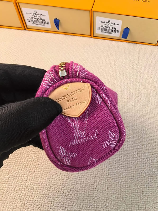 ルイ・ヴィトン モノグラム・デニム マイクロ・パピヨン ポーチ ピンク M27605 - 画像 (6)