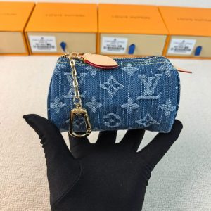 ルイ・ヴィトン モノグラム・デニム マイクロ・パピヨン ポーチ ブルー M27605