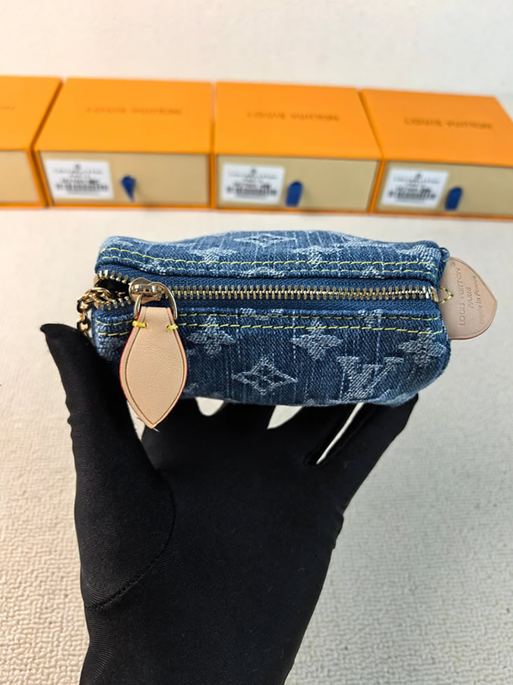 ルイ・ヴィトン モノグラム・デニム マイクロ・パピヨン ポーチ ブルー M27605 - 画像 (2)