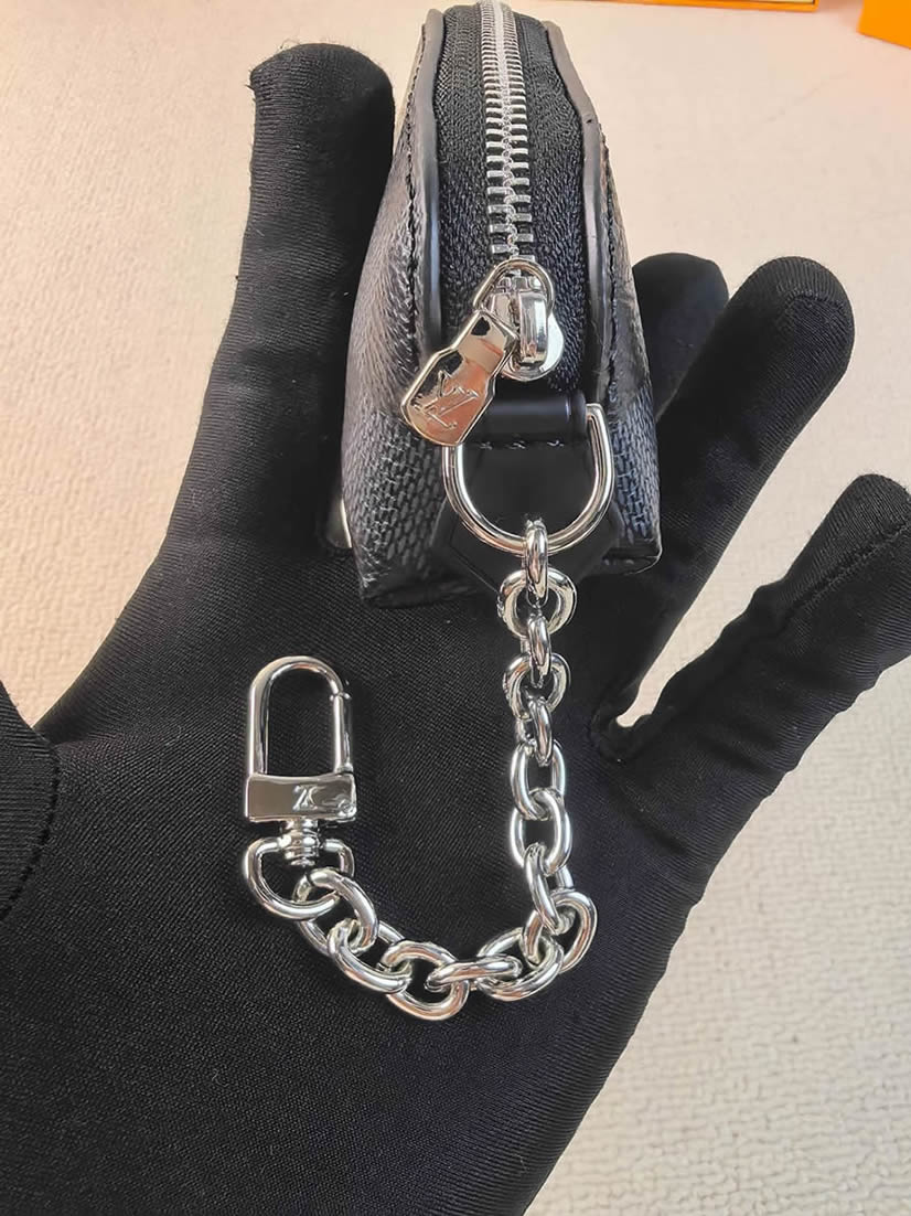 ルイ・ヴィトン ダミエ・グラフィット マイクロ・ポシェット・アクセソワール ポーチ シルバー金具 M25694 - 画像 (6)