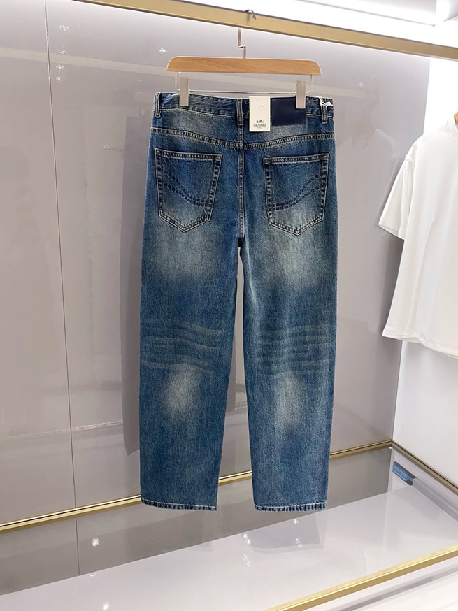 エルメス デニムパンツ ジーンズ ブルー インディゴ KU008 - 画像 (2)
