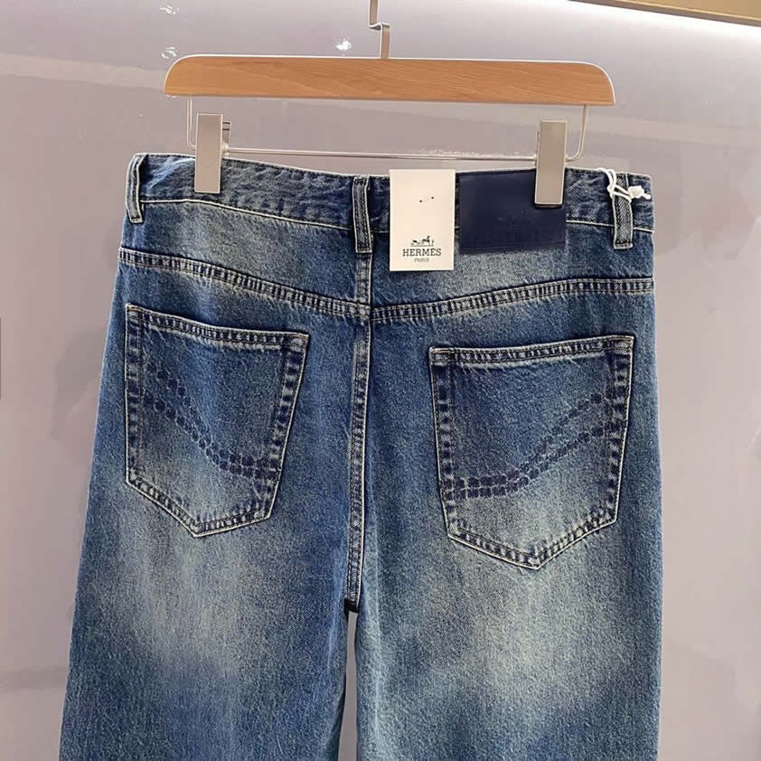 エルメス デニムパンツ ジーンズ ブルー インディゴ KU008 - 画像 (9)