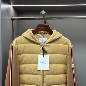 モンクレール ニットコンビ フーデッド ダウンジャケット ベージュ  moncler001