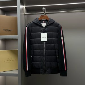 モンクレール ニットコンビ フーデッド ダウンジャケット ブラック  moncler002