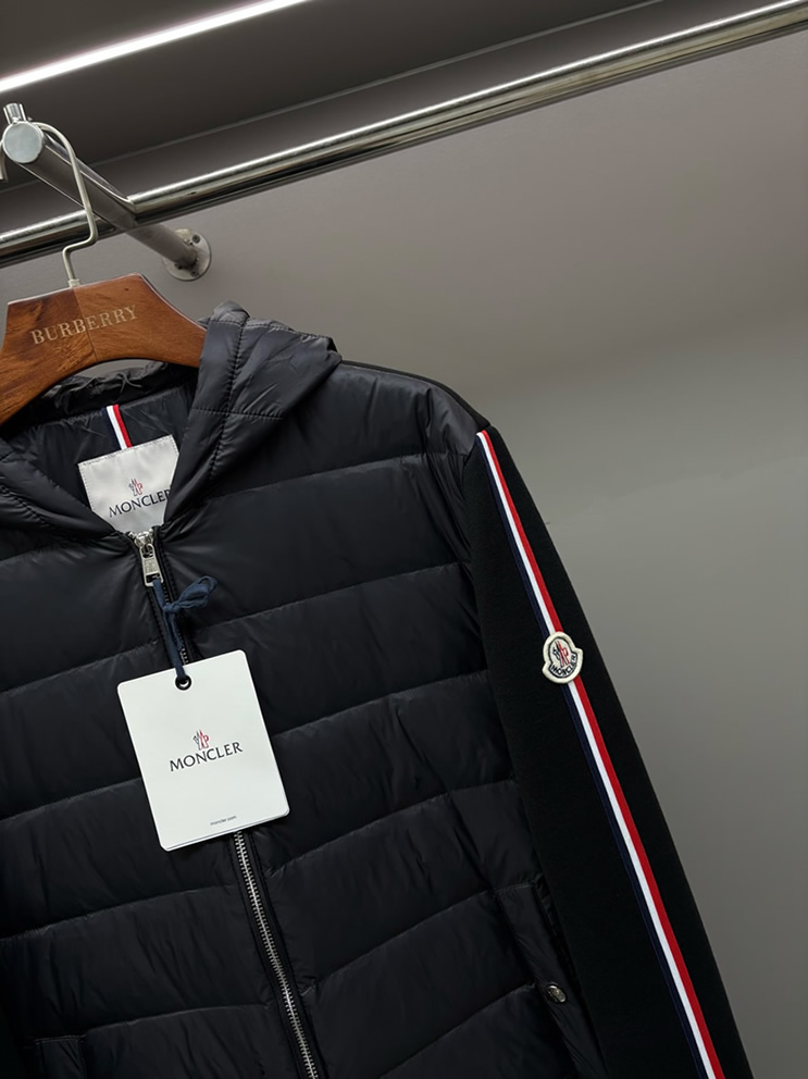 モンクレール ニットコンビ フーデッド ダウンジャケット ブラック moncler002 - 画像 (3)