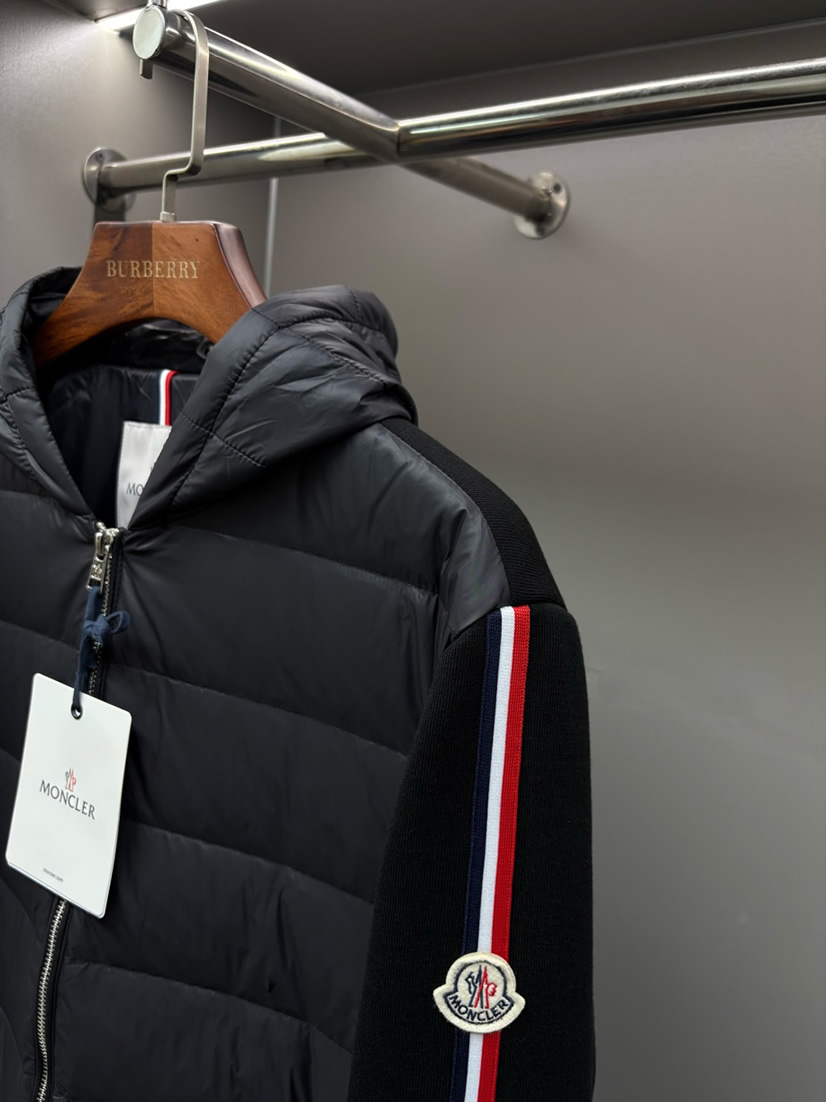 モンクレール ニットコンビ フーデッド ダウンジャケット ブラック moncler002 - 画像 (4)