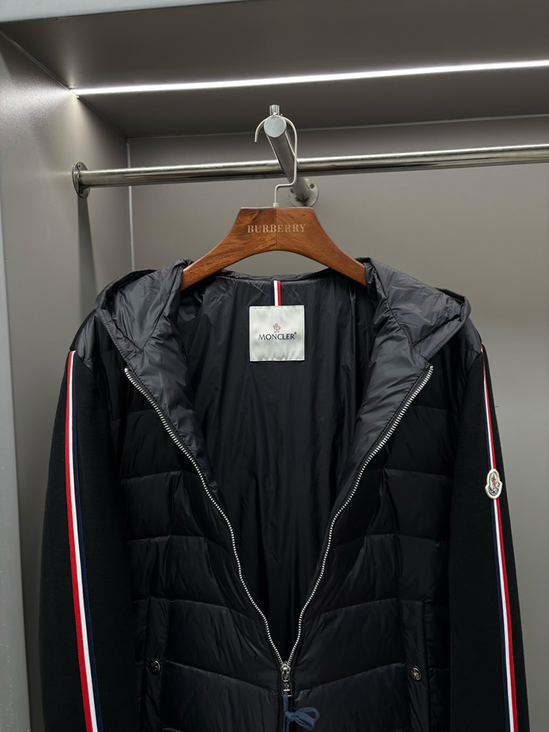 モンクレール ニットコンビ フーデッド ダウンジャケット ブラック moncler002 - 画像 (7)