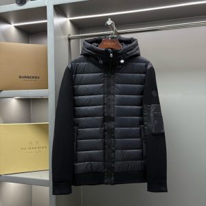 モンクレール ニットコンビ フーデッド ダウンジャケット ブラック moncler008