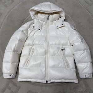 モンクレール シャイニー フーデッド ダウンジャケット ホワイト レディース moncler010