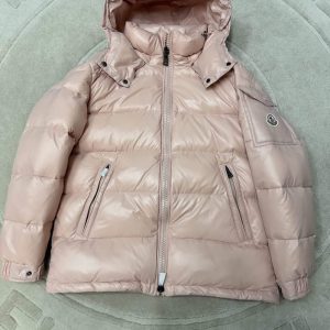 モンクレール シャイニー フーデッド ダウンジャケット ピンク レディース moncler011