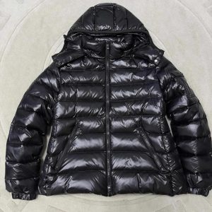 モンクレール シャイニー フーデッド ダウンジャケット ブラック レディース moncler012
