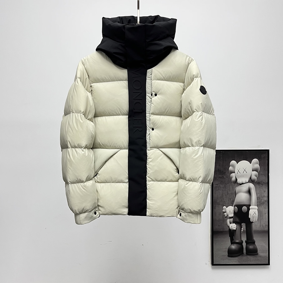 モンクレール バイカラー フーデッド ダウンジャケット オフホワイト moncler014