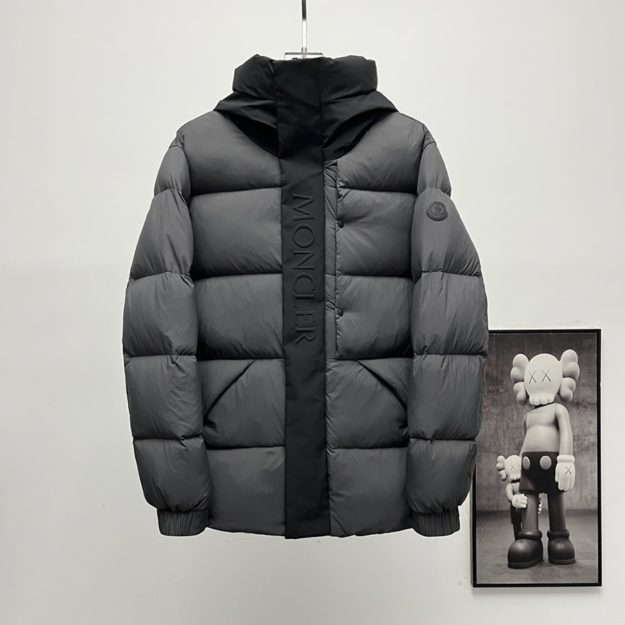 モンクレール バイカラー フーデッド ダウンジャケット グレー moncler015