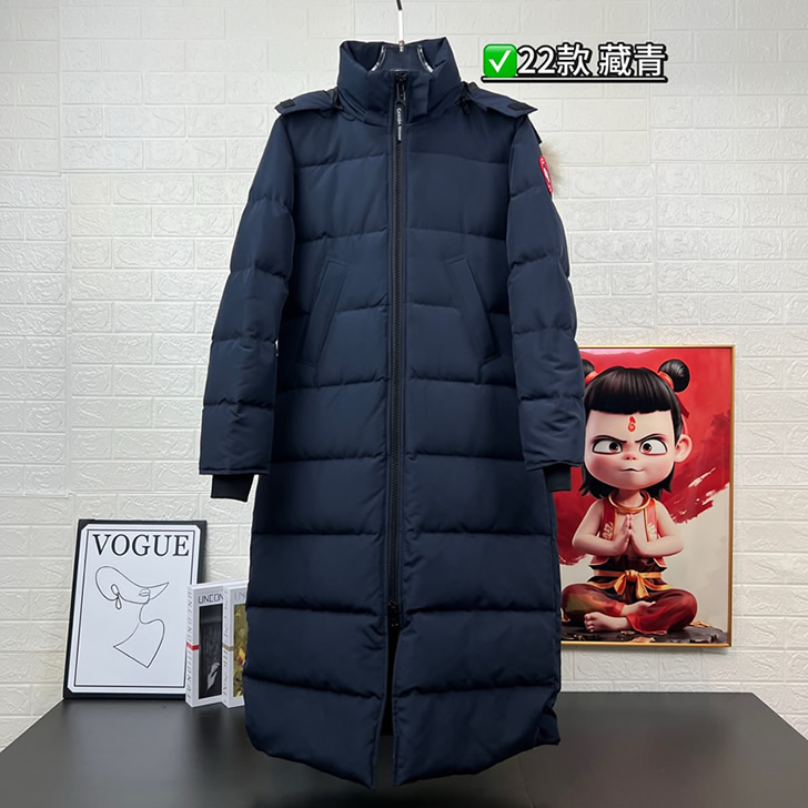 カナダグース ロング フーデッド ダウンコート ネイビー YRF004