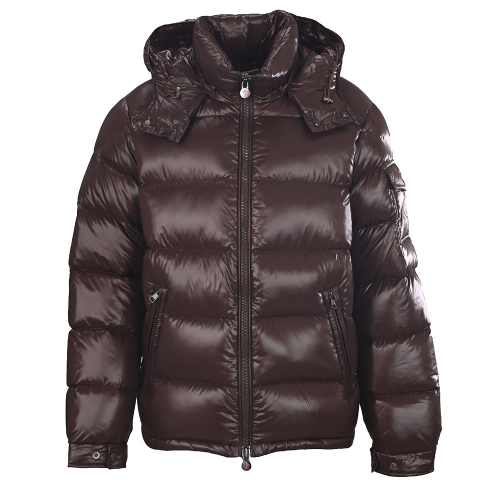 モンクレール シャイニー フーデッド ダウンジャケット ダークブラウン moncler018