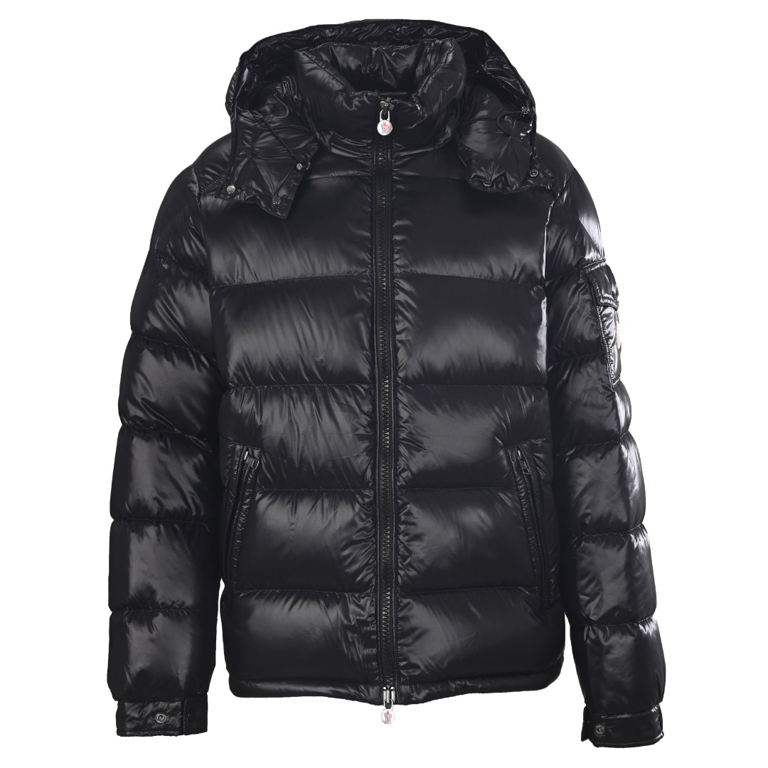 モンクレール シャイニー フーデッド ダウンジャケット ブラック moncler019