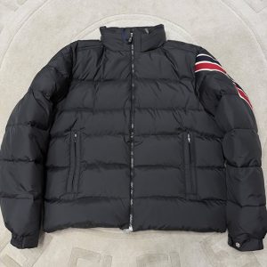 モンクレール スリーブストライプ スタンドカラー ダウンジャケット ブラック moncler025