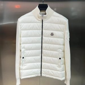 モンクレール ニットコンビネーション スタンドカラー ダウンジャケット ホワイト moncler035