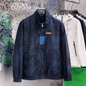 ルイヴィトン ダミエ ストライプ スタンドカラー ジャケット ネイビー FS629