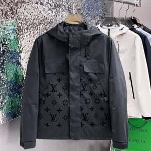 ルイヴィトン モノグラム パターン切替 フーデッド ジャケット チャコールグレー FS631