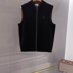 バーバリー EKD刺繍 ジップアップ ニットベスト ダークネイビー FS652