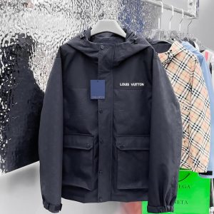 ルイヴィトン モノグラム フーデッド ジップアップジャケット ブラック FS654