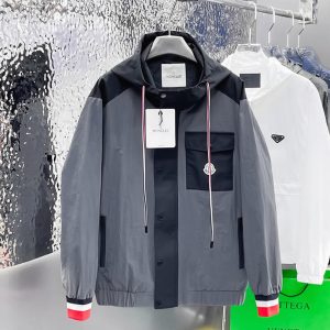 モンクレール カラーブロック フーデッド ジップアップジャケット グレー FS657