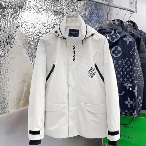 ルイヴィトン ロゴプリント フーデッド ジップアップジャケット ホワイト FS671