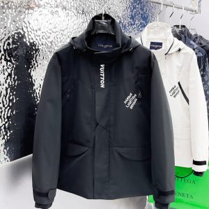 ルイヴィトン ロゴプリント フーデッド ジップアップジャケット ブラック FS672