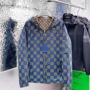 ルイヴィトン ダミエグラデーション フーデッド ジップアップジャケット ブルーグリーン FS679
