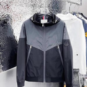 モンクレール バイカラー切替 フーデッド ジップアップジャケット グレー＆ブラック FS690